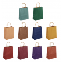 Пакет подарочный бумажный 21x27x11см Цветной крафт 10 цветов LADECOR